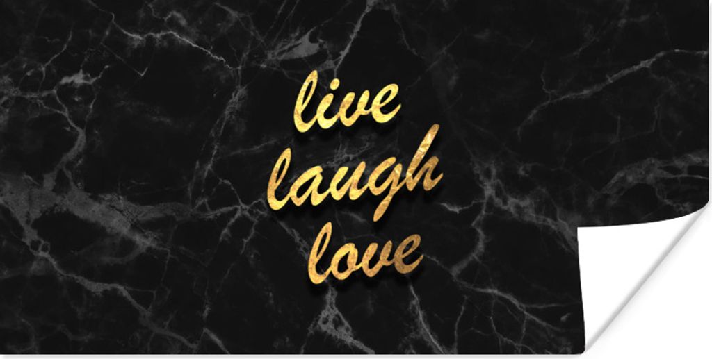 MuchoWow Poster Zitat - Leben - Liebe - Gold - Marmor 150x75 cm - ohne Rahmen