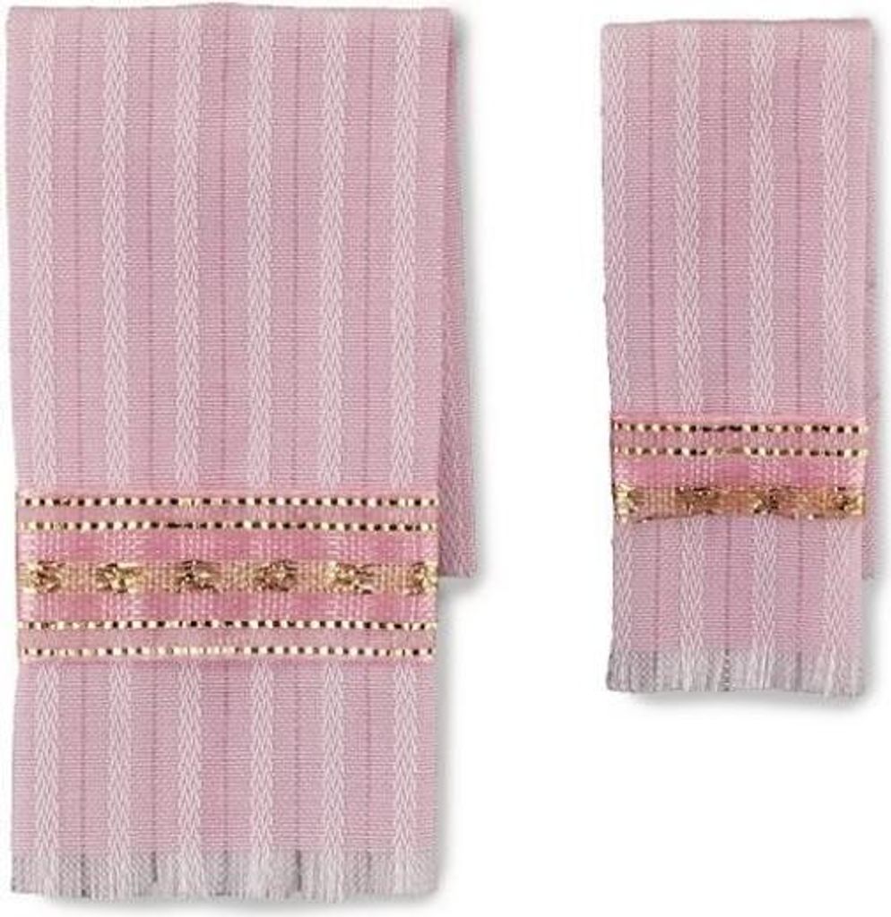 Handtuchset Miniatur rosa/gold für Puppenhaus Deko