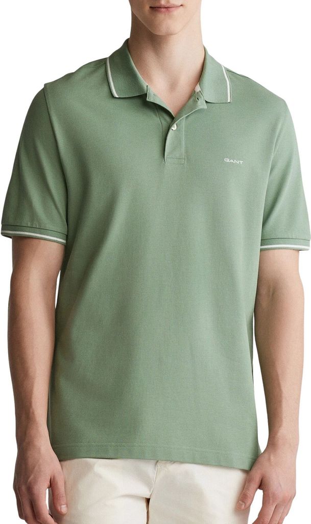 Gant Tipping Polo grün Piqué einfarbig