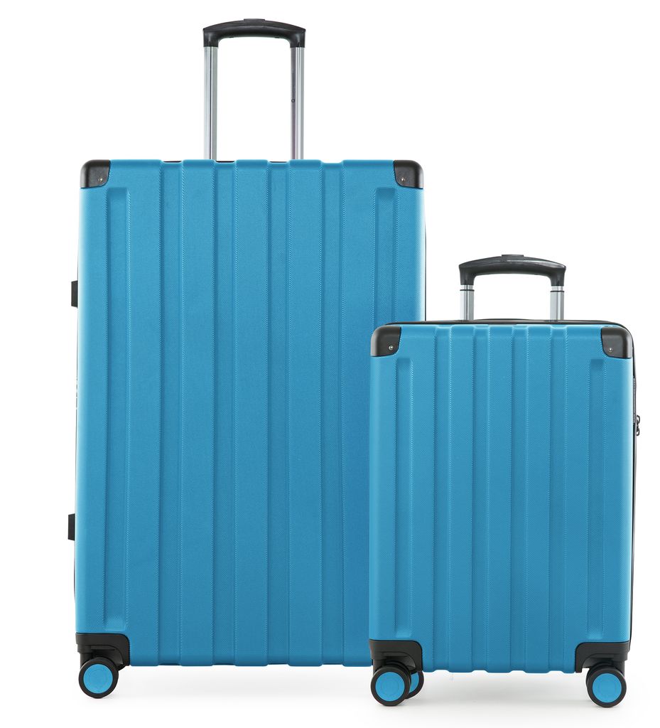 Q-Damm - 2er Koffer-Set, großer Koffer XL Extension + Kabinenkoffer Flugzeug Bordkoffer + Check-In Rollkoffer, Trolleys mit Doppel-Rollen, TSA,Cya...