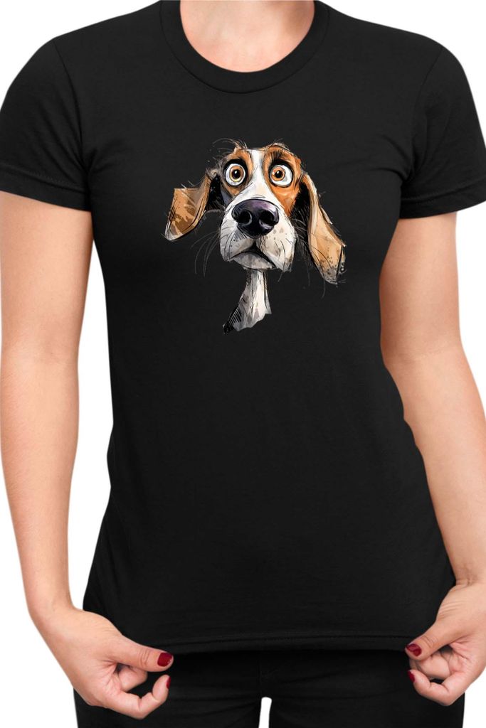 Damen T-Shirt Funny Dogs Breeds Beagle Dog Breed 020, Lady XL / Schwarz