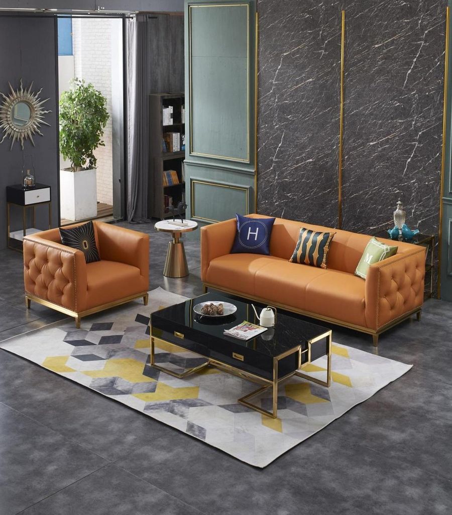 Klassische Sofa Couch Polster 3+1 Sitzer Couchen Leder Sitz Garnitur Wohnzimmer