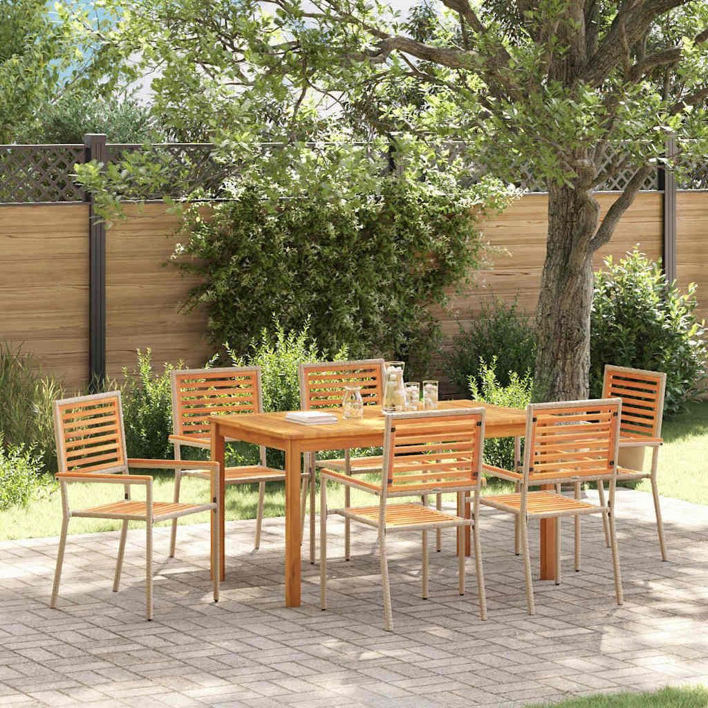 Maison Exclusive - Garten Essgruppe 7 pcs Beige Massivholz Akazie
