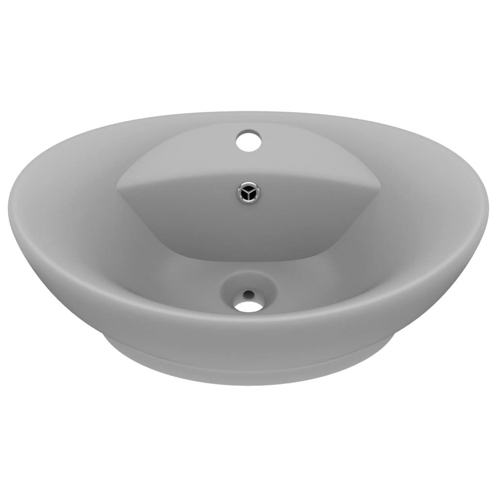 vidaXL Luxus-Waschbecken Überlauf Matt Hellgrau 58,5x39cm Keramik