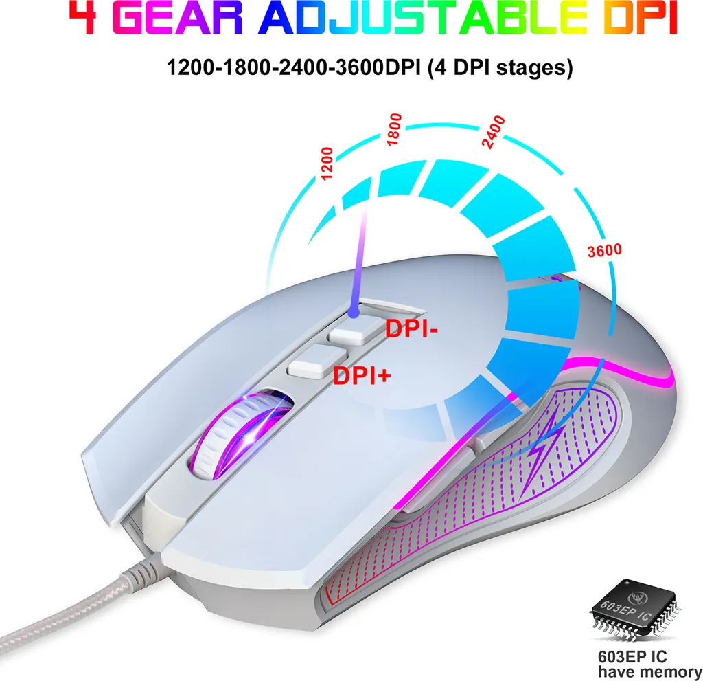 Ensemble Clavier Gamer 60% et Souris Optique RVB pour Setup de Bureau - 6