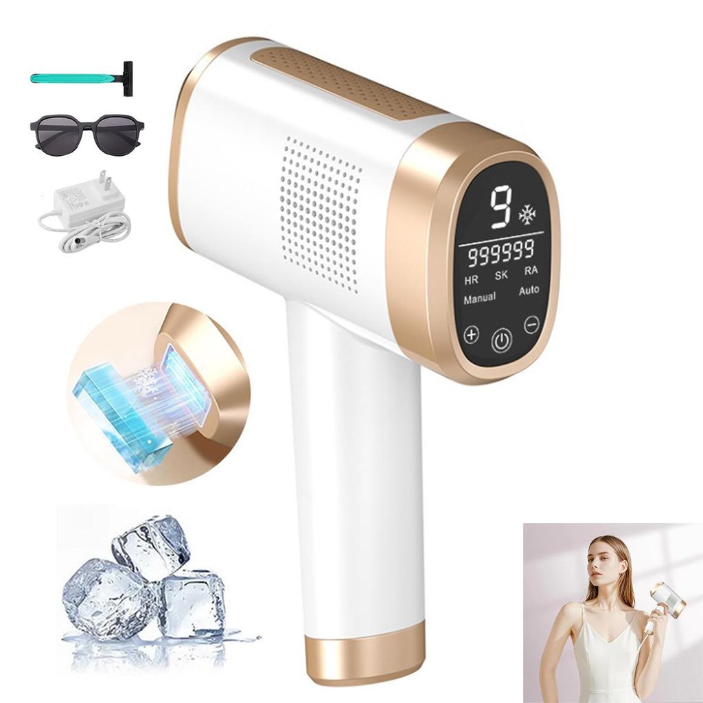 IPL Licht Haarentferner 21J, Doppel-Lampen, 9 Levels, Schnelle Ganzkörperbehandlung, Gesicht & Körper, Auto & Manueller Modus, Sicher & Effizient