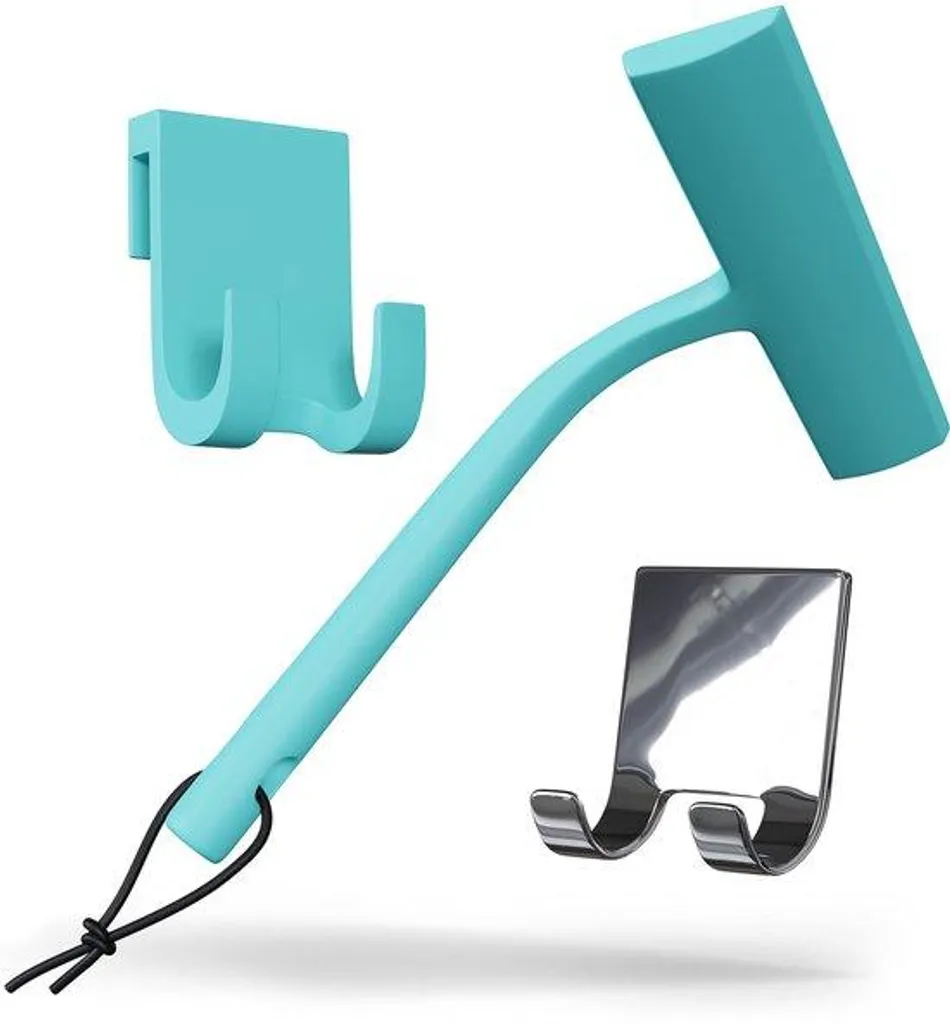 Pommeau de douche anti-calcaire 23 cm en silicone bleu sans aucun perçage