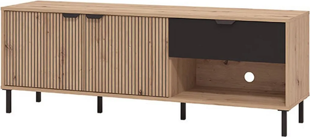 Meuble TV 151x40x55 cm Preone - Solution de Rangement Chêne Marron