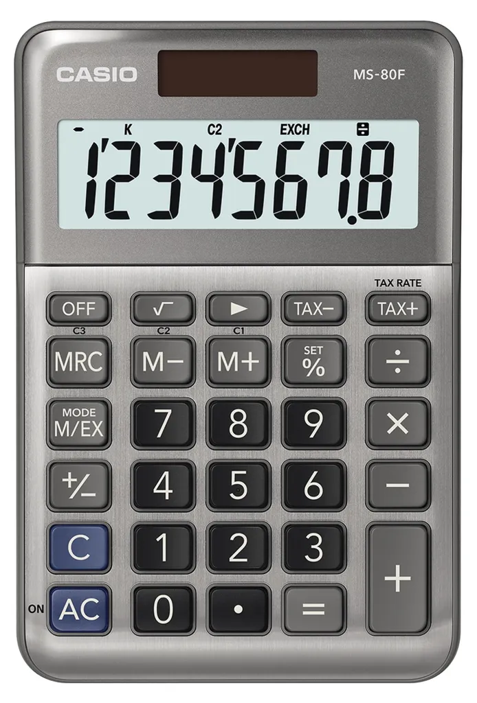 Casio MS-80F Desk Calculator 8 Digit | Grigio Alluminio Solare - 2