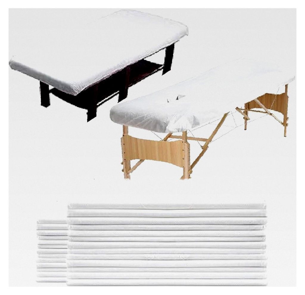 Einweg-Bettlaken - Massage Tischlaken, 100 Stück, 100 x 200 cm, Vliesstoff, Weiß, atmungsaktive und langlebige Laken, für Massagepraxen, Schönh...