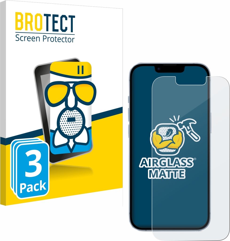 3x BROTECT Entspiegelungs Schutzglas für Apple iPhone 14 Schutzfolie Panzer Folie Glas Display Schutz matt