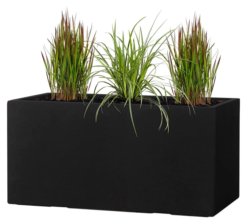 Pflanzkübel TUB Anthrazit 45x100x45cm XXL – Rechteckig – Großer Fiberglas Blumenkübel für außen und innen - Frostbeständig - UV-Schutz...