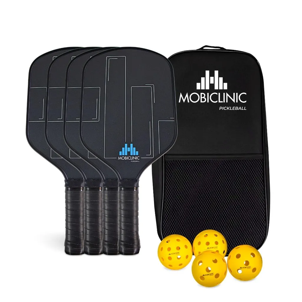 Set Pickleball avec Raquettes Fibre de Verre et Poignée Antidérapante