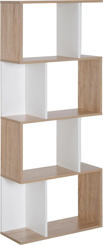 Meuble de rangement 5 niveaux pour bureau et salon bibliothèque chêne