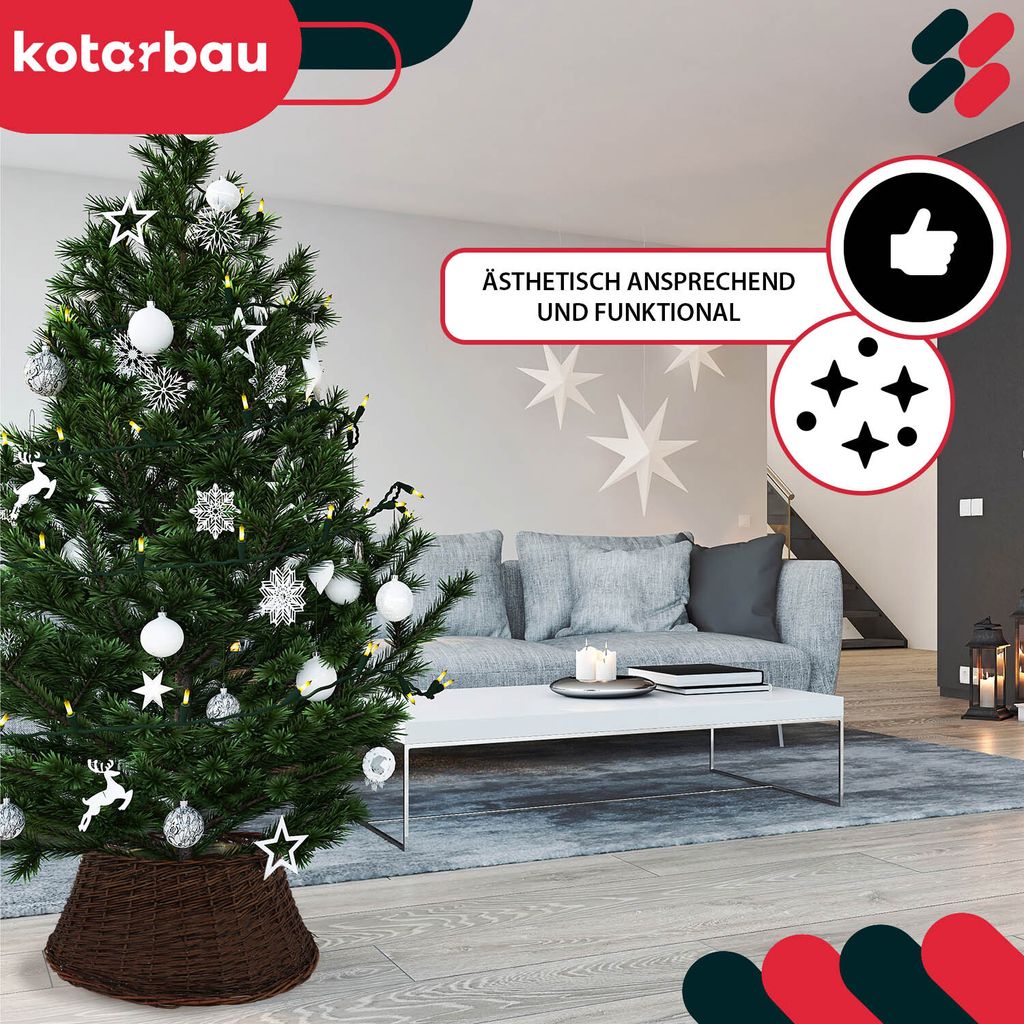 KOTARBAU® Weihnachtsbaum Rock aus Weide Ø 60 cm, Dunkel Produktbild 2