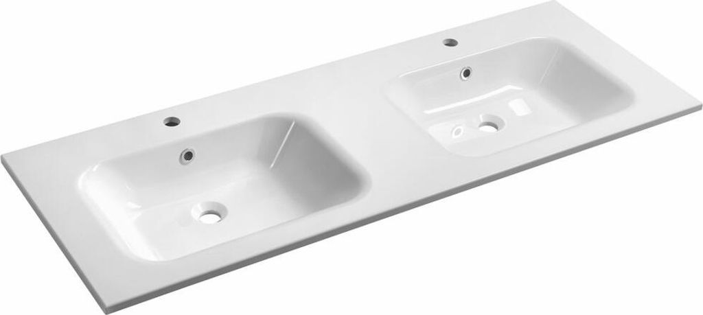 ARECA Gussmarmor-Doppelwaschtisch 141x51,5cm, weiß