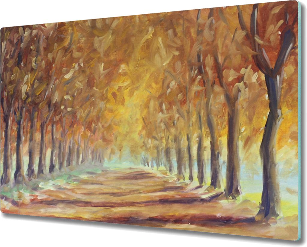 Coloray Hackbrett Küchenbrett Kochplattenabdeckung Schneidebrett Herdabdeckplatte 80x52 cm - Herbstbäume Naturpark