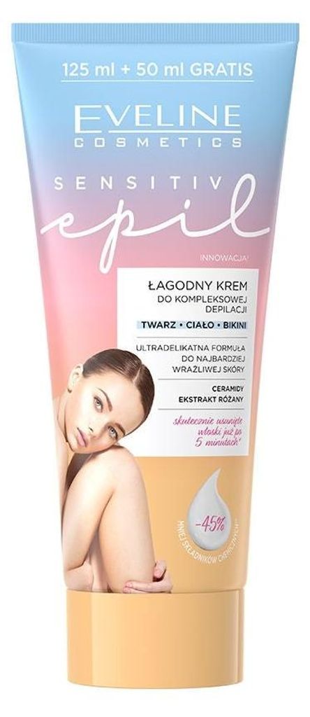 Eveline Cosmetics Sensitive Epil – feuchtigkeitsspendende, regenerierende Enthaarungscreme – 4er Pack
