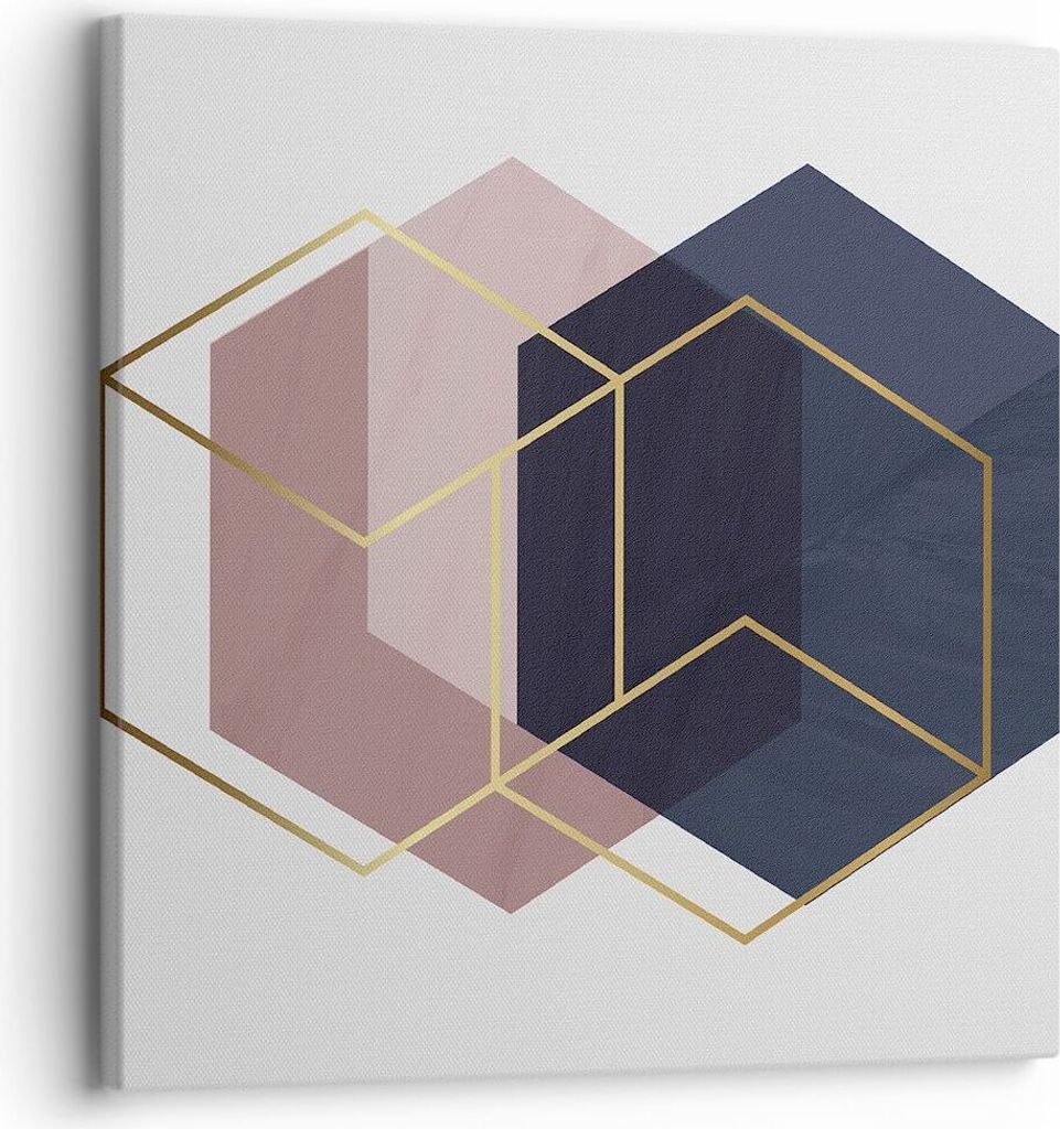 Bild auf Leinwand - Leinwandbild - Einteilig - Sechsecke Modern Gold - 30x30cm - Wand Bild - Wanddeko - Wandbilder - Leinwanddruck - Bilder - Wandd...