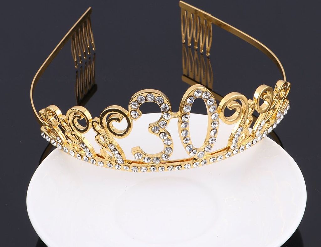 Tiara Per 50° Compleanno In Argento Con Strass - Corona Principessa Con Pettine, Regalo Donna - Foto 3