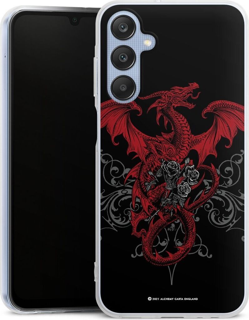 DeinDesign Handyhülle für Samsung Galaxy A25 5G Silikon Hülle Case Smartphone Schutzhülle Drache Gothic Rot