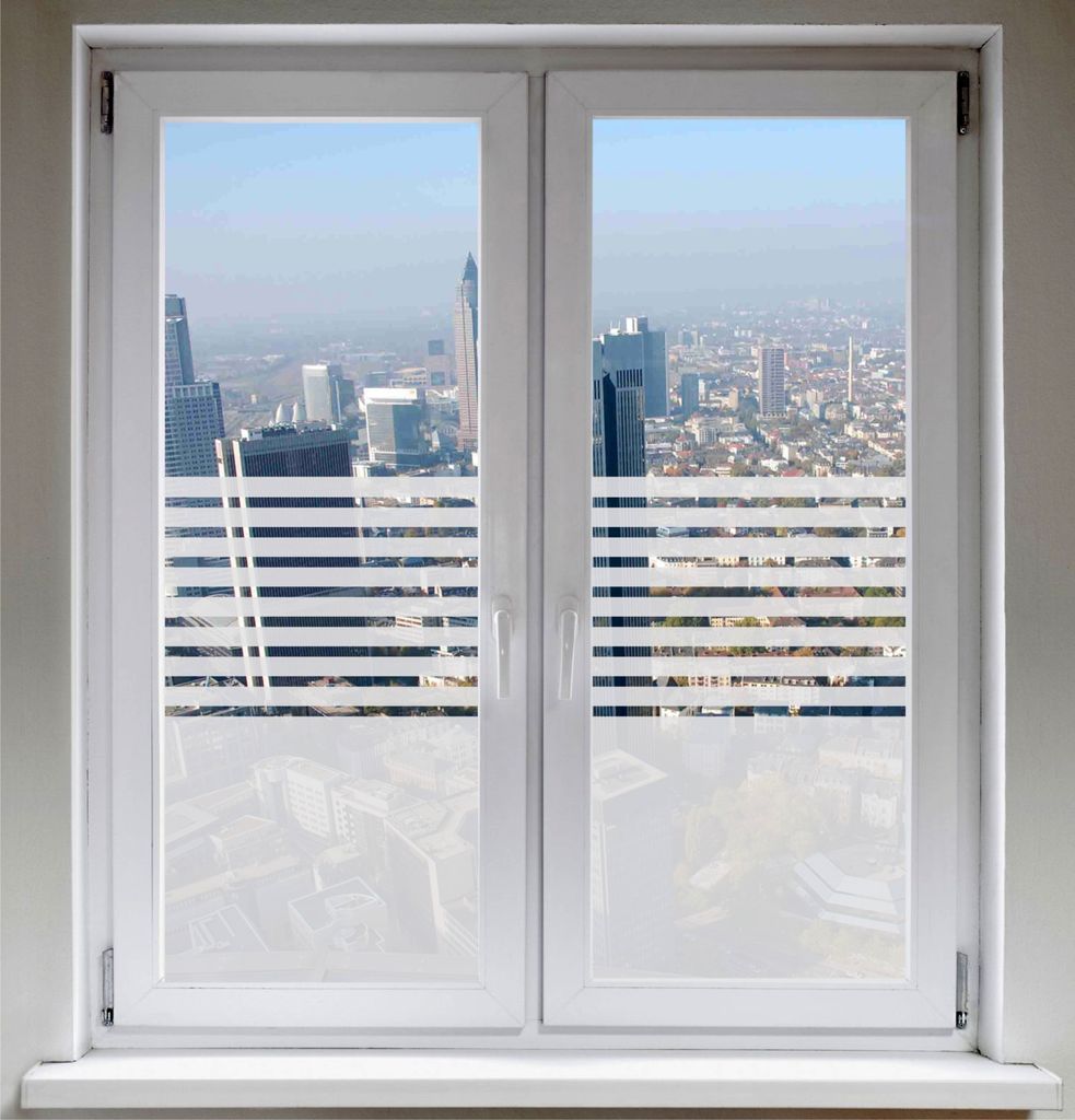 INDIGOS UG Fensterfolie Sonnenschutz Sichtschutzfolie Glasdekorfolie Stripes satiniert blickdicht - 1000mm Breite x 500mm Höhe