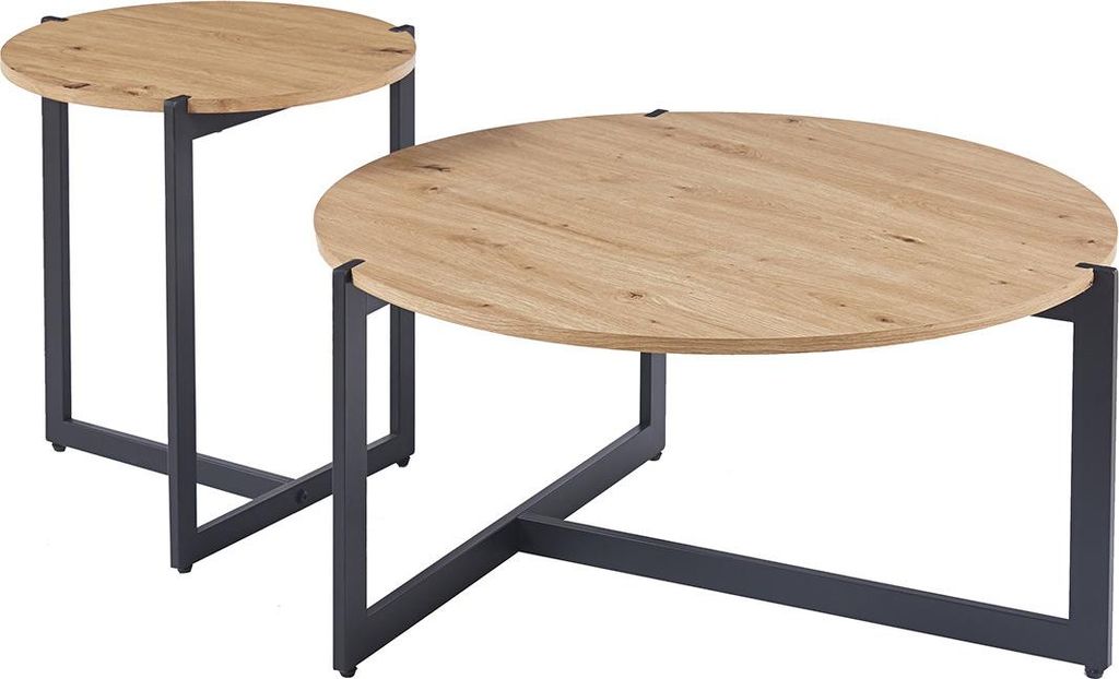 Couchtisch-Set Pola | Ø80 x 40 cm; Ø45 x 50 cm | Design Old Oak
