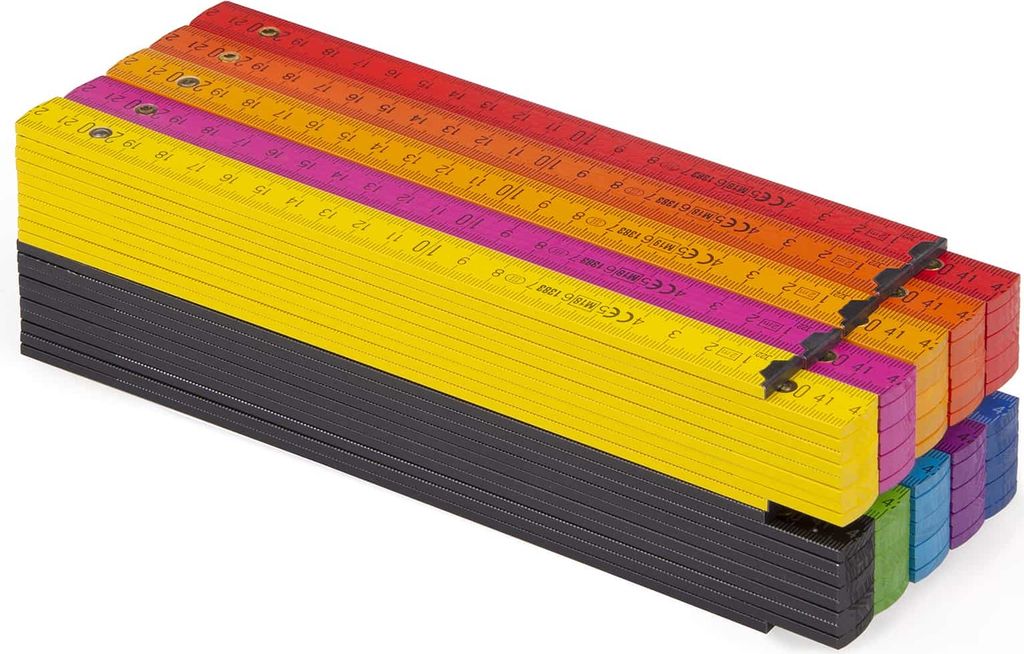 10 Stk. | Metrie 2m Zollstock Block 52 | Farbmix | Gehärtete Stahlgelenke