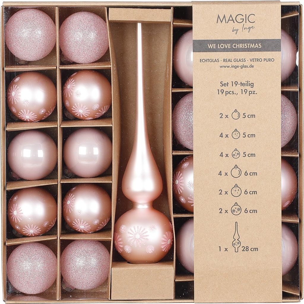 Inge Glas - Kugelsortiment mit Spitze / 19 Stk - Lovely Magnolia