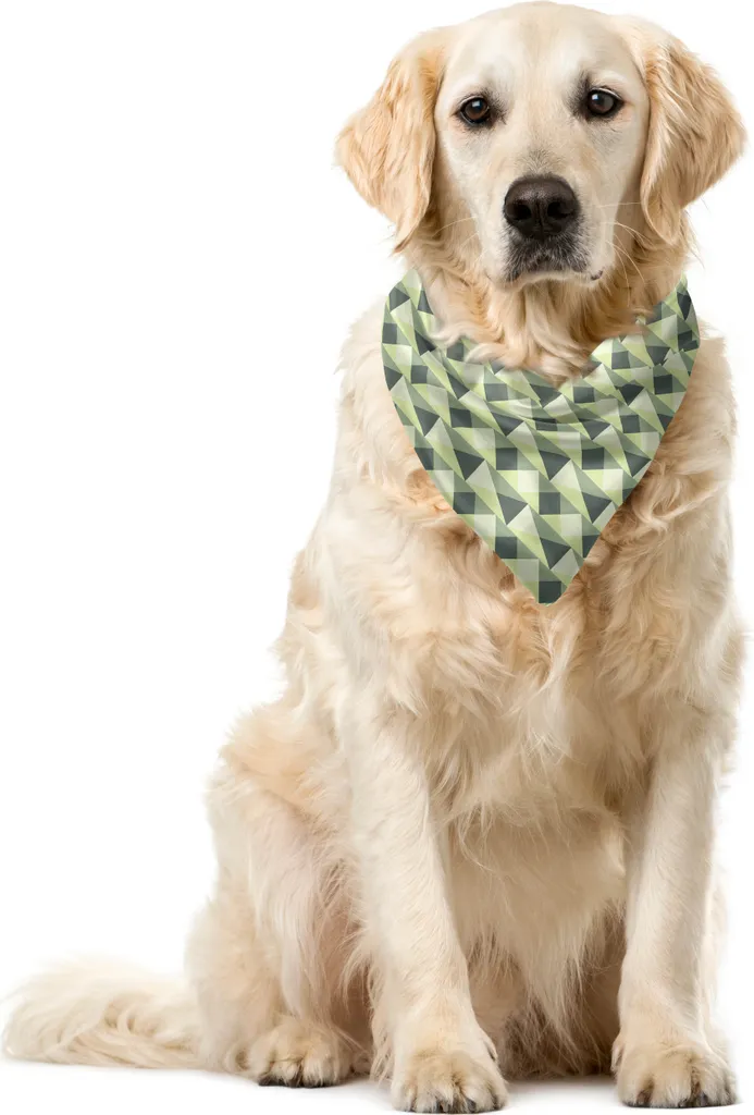 ABAKUHAUS Bandana geometrica per animali domestici, triangoli e quadrati, 55x55 cm, verde chiaro verde reseda
