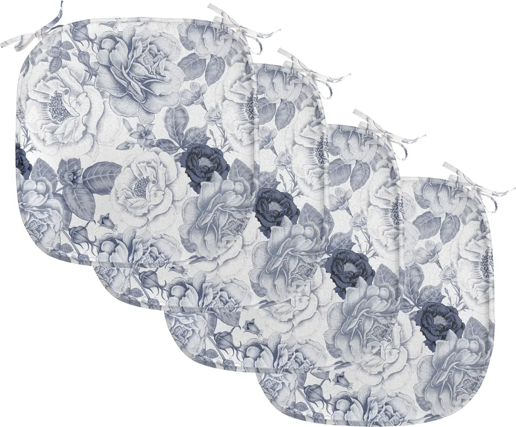 Cuscini Sedie Shabby Flora ABAKUHAUS 40x40 Set 4 Impermeabili Blu
