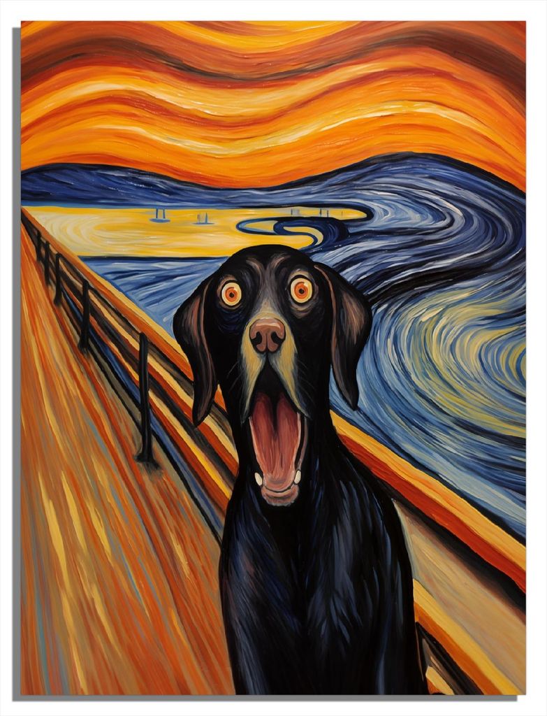 Wallario Sticker / Aufkleber für Kühlschrank / Geschirrspüler / Küchenschränke, selbstklebende Folie - 60 x 80 cm, Motiv: Der Schrei des Hundes