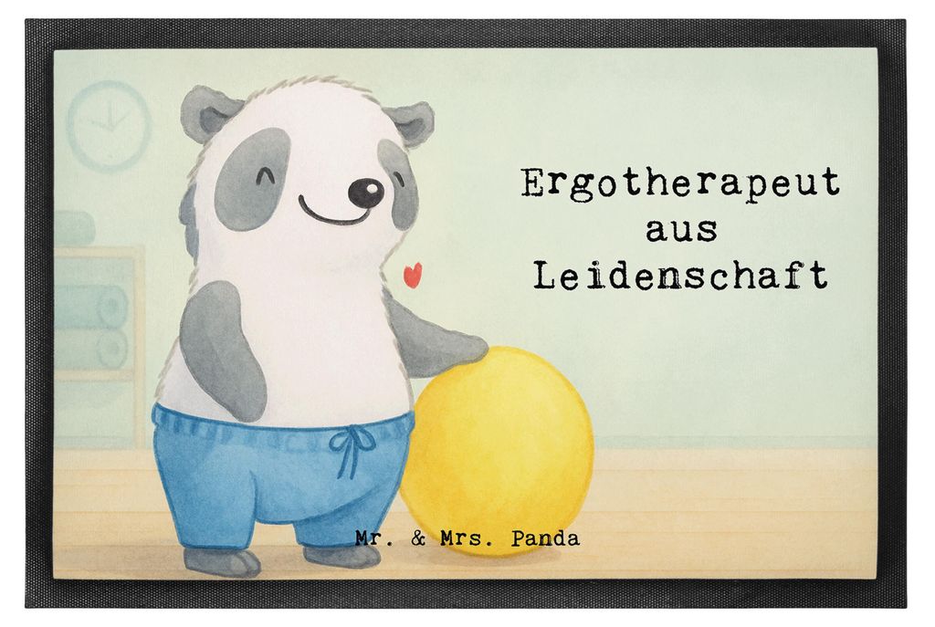 Mr. & Mrs. Panda Schmutzfänger Ergotherapeut Leidenschaft Design 60 x 90 cm - Weiß - Geschenk, Spruch, Beruf, Fussmatte, Ausbildung, Schmutzfangm...