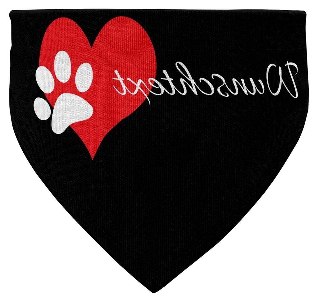 Hundehalstuch mit Name oder Text - Halstuch für Hunde - Layout Pfotenherz - Größe L