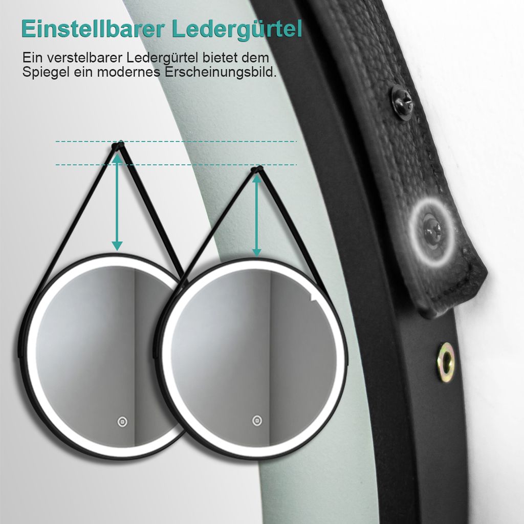 EMKE LED Badspiegel Rund 60 cm Durchmesser LED Spiegel Produktbild 5