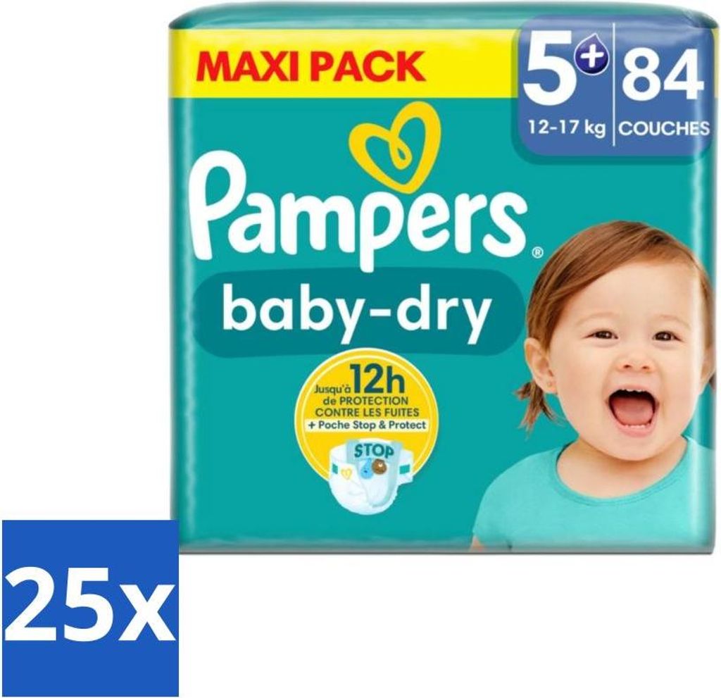Pampers – Windeln – Baby-Dry Größe 5+ (12-17 kg) – 84 Windeln - Vorteilspack - 25 Stücke