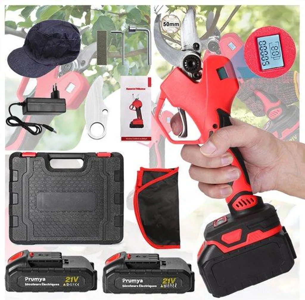 Sécateur électrique sans fil 40V avec batterie amovible et bras pliable