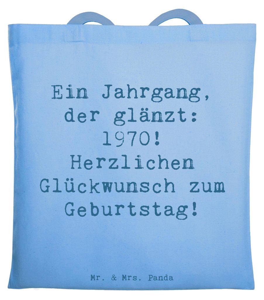Mr. & Mrs. Panda Tote Bag Spruch 1970 Geburtstag - Sky Blue - Geschenk, Tasche, Jahrgang, Tragetasche, Geburtstagsgeschenk, Glückwunsch, Baumwollt...