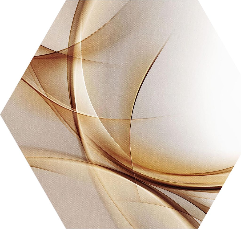 DEQORI Fototapete Sechseck 55x47,6 cm 'Elegante Goldene Wellen' Wand Tapete Sticker