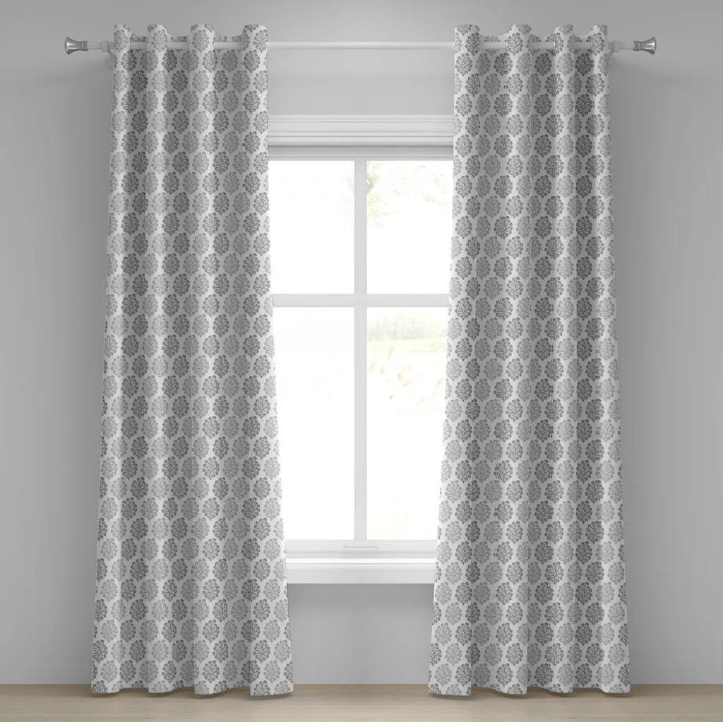 Paire de Rideaux Imprimés Feuilles de Vigne Gris Clair 280x175 cm