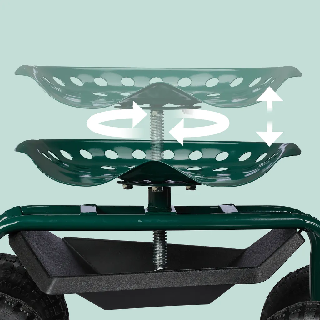 Siège de Jardin Roulant Multi-Usage avec Bac de Rangement Robuste - 5