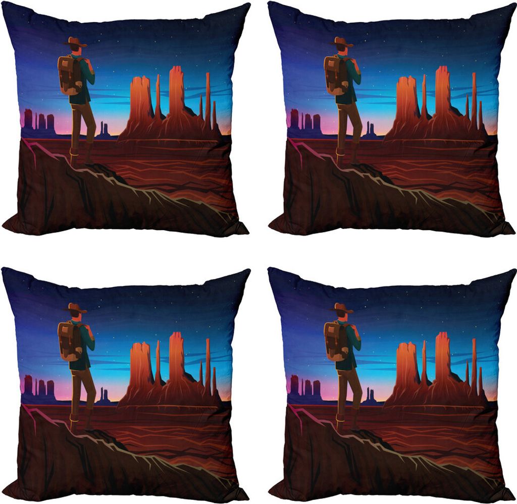 ABAKUHAUS südwestlich Kissenbezug Set (4 Stück), Monument Alley, Moderner Doppelseitiger Digitaldruck, 45 cm x 45 cm, Mehrfarbig