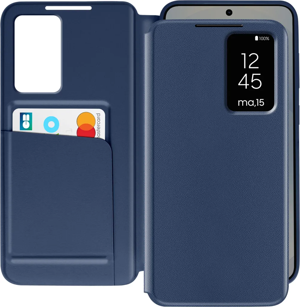 Avizar, cover per Samsung Galaxy S25 Plus con sportello per schede, blu scuro