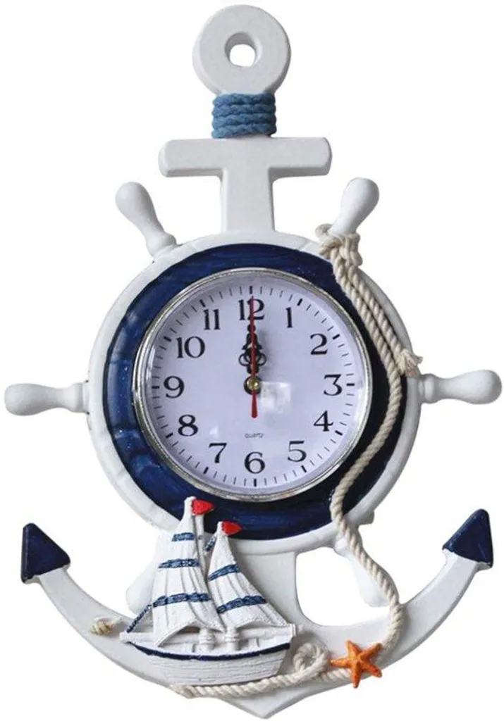 Horloge murale bois silencieuse étoile déco maritime pour dormir au calme
