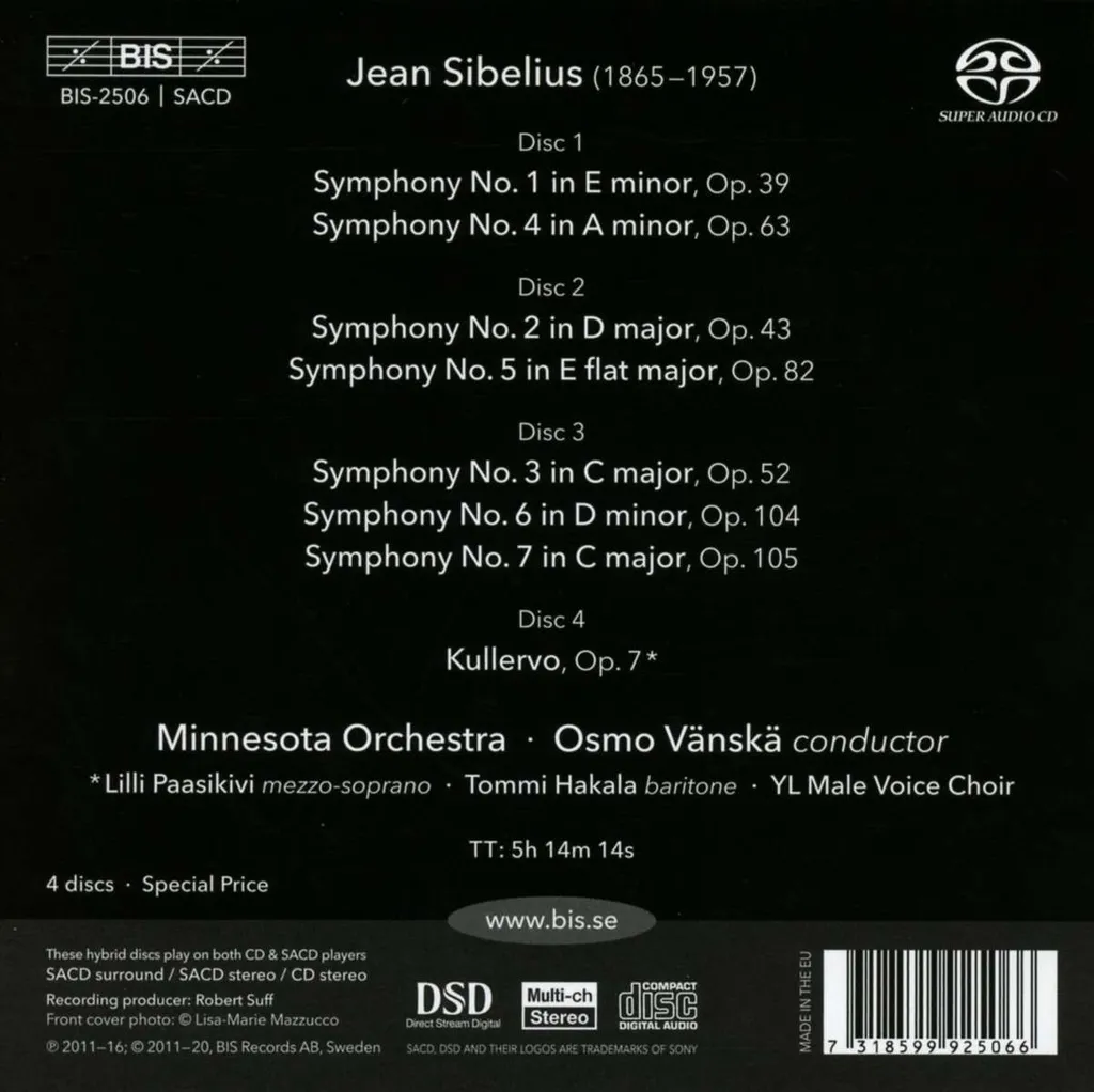 Sibelius Intégrale des Symphonies Vänskä : La Version de Référence CD - 2