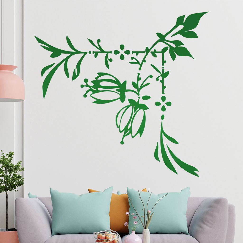 Blumenranke - Linien Wandtattoo in 6 Größen - Wandaufkleber Wall Sticker - Dekoration, Küche, Wohnzimmer, Schlafzimmer, Badezimmer