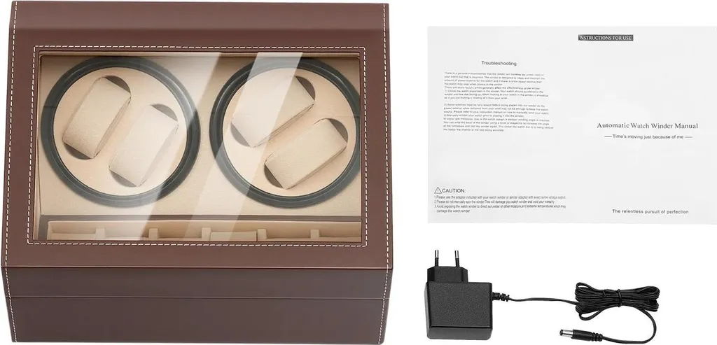 Remontoir montres Braun silencieux 10 slots avec rangement bijoux chic