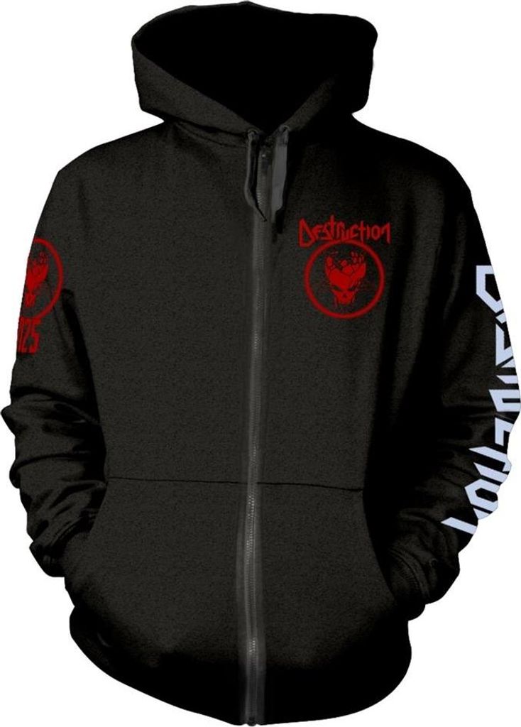 Destruction - "Evil Never Sleeps Tour 25" Kapuzenpullover für Herren/Damen Uni, Durchgehender Reißverschluss PH4899 (XL) (Schwarz)