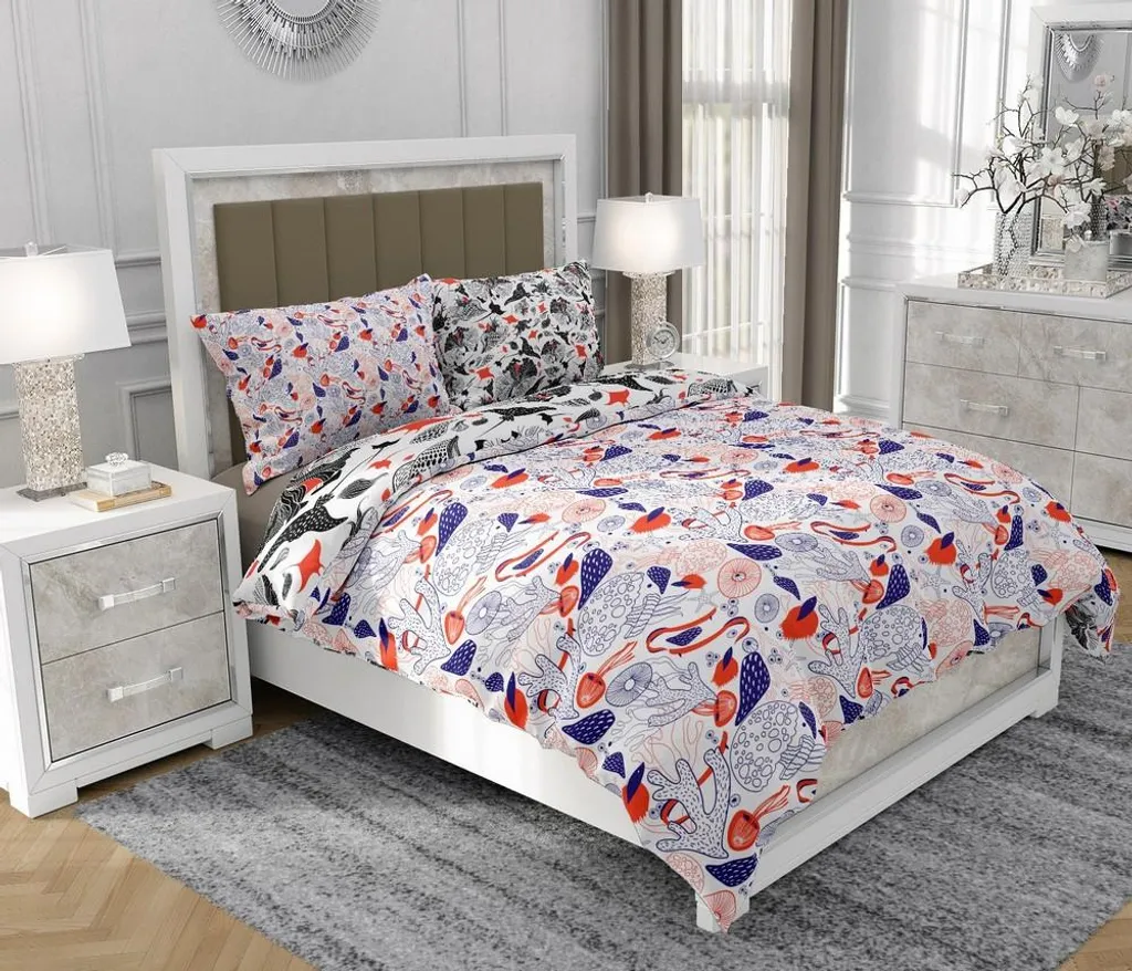 Biancheria da letto 200x220 cm + 2x70x80 cm, set 3 pezzi, 100% cotone, cerniera, multicolore - SOVIO | So.9059