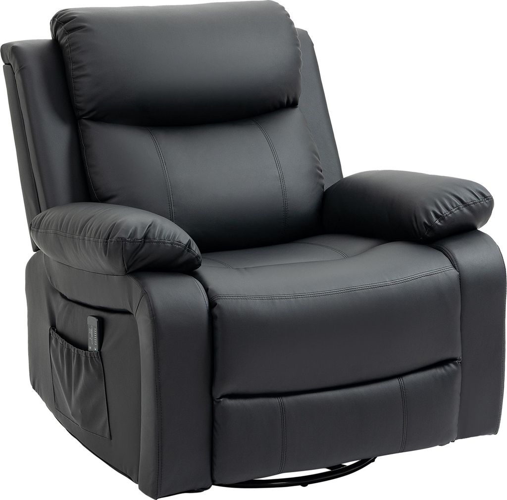 Massagesessel mit 8 Vibrationsköpfen, Relaxsessel, verstellbare Rückenlehne + Fußstütze, Schwarz